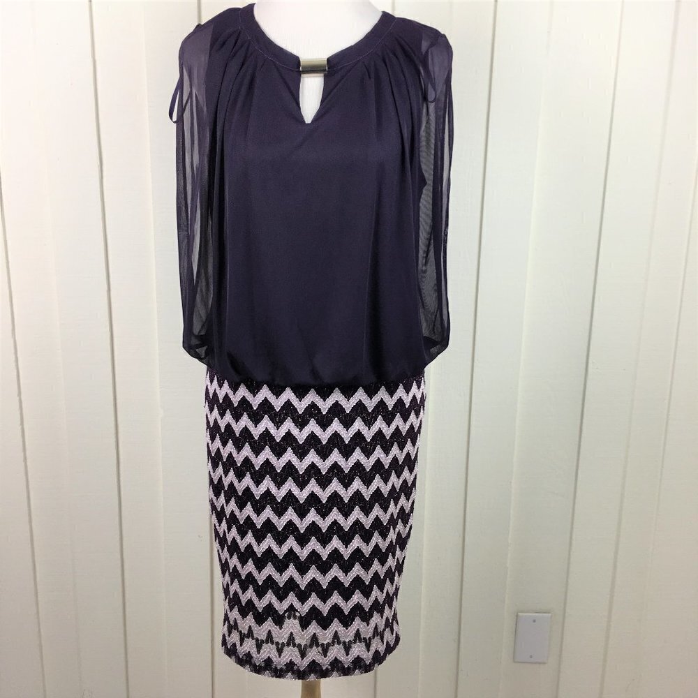 Perceptions NY Dress Sleeveless Blouson Purple